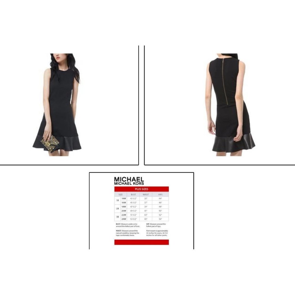 Michael Michael Kors Combo Leather Trim Tiered Dress Black XX-Small - Picture 2 of 2